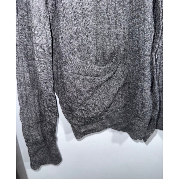 Nordstrom gray Cardigan 100% extra fine Merino wool large TALL - Picture 3 of 7